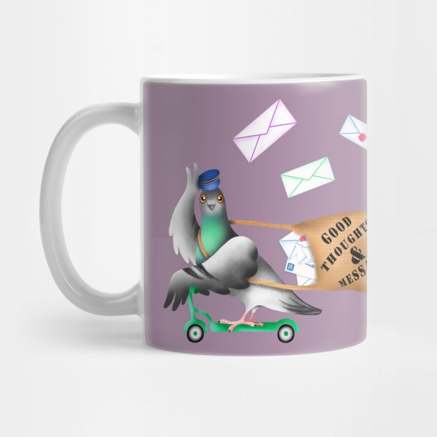 Pigeon Express (Mauve Background) by illucalliart